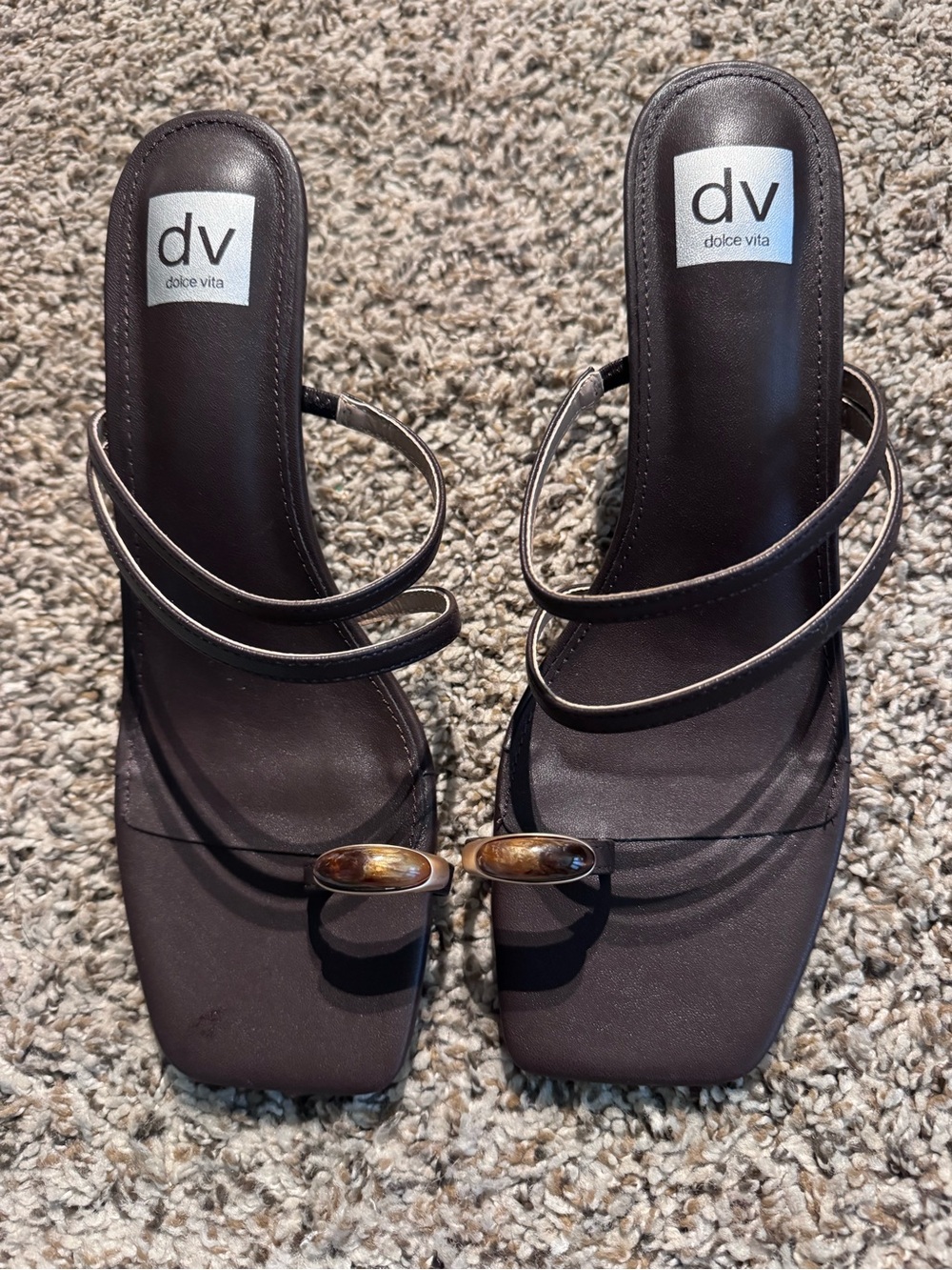 Dolce Vita Brown Strappy Square-Toe Heels